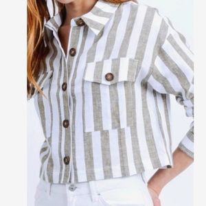 Love Tree Linen Cropped Shacket